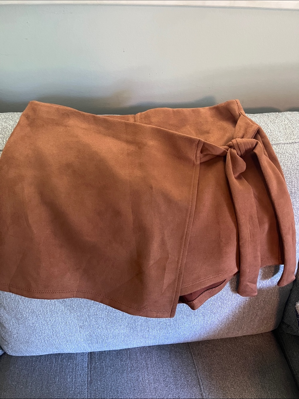 Haute Monde Burnt Orange Tie-Waist Skort